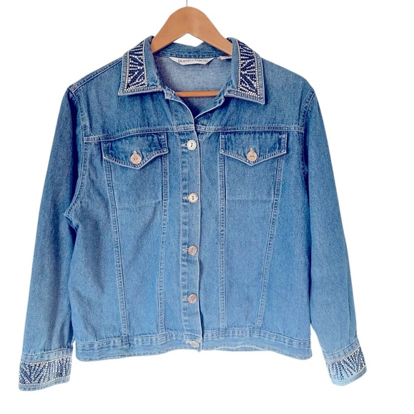 Draper's & Damon's Petite Small Embellished Zebra Vintage Denim Jacket Bling - Picture 7 of 12